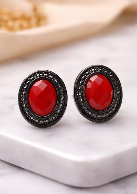 Earrings Agate Red “Terra” | 18K Gold Plated | Natural Stone