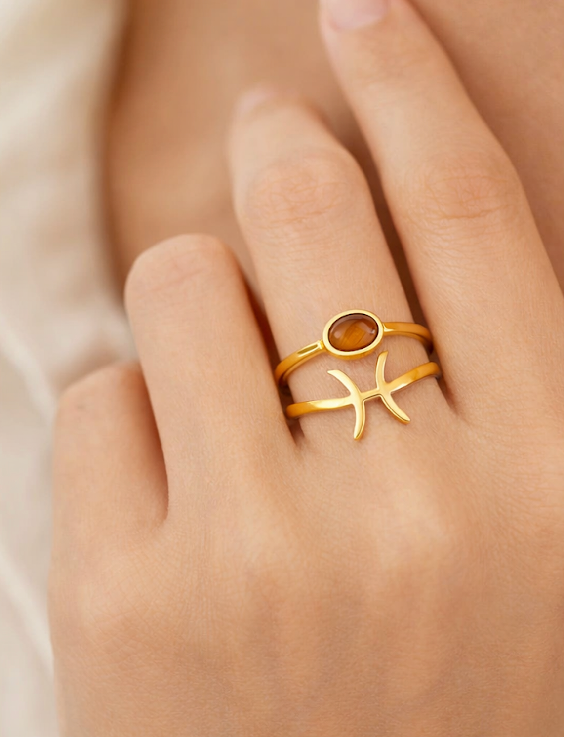 Tiger’s Eye Ring – Sun Sign PISCES