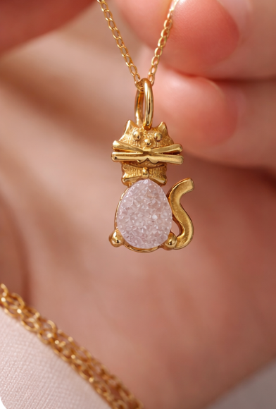 Pendant Pearl Druse | 18K Gold Plated | Natural Stone