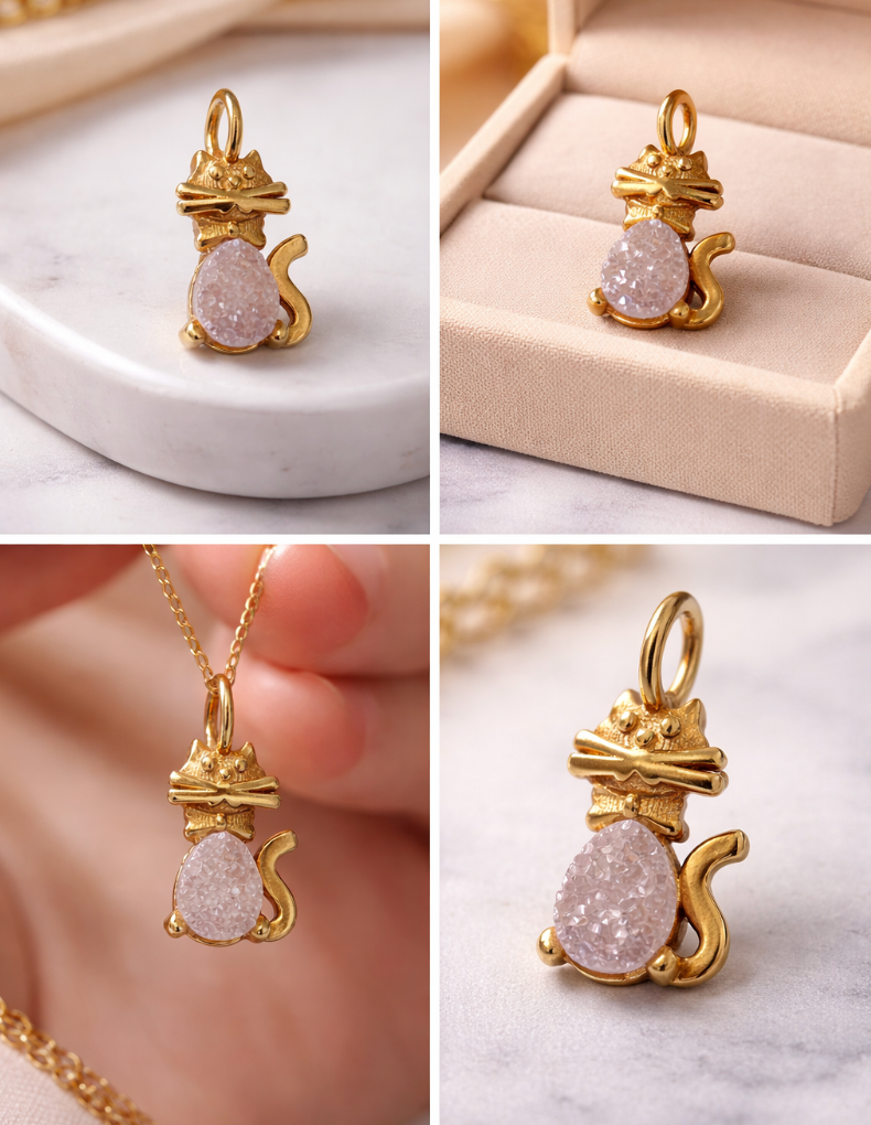 Pendant Pearl Druse | 18K Gold Plated | Natural Stone
