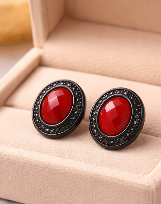 Earrings Agate Red “Terra” | 18K Gold Plated | Natural Stone