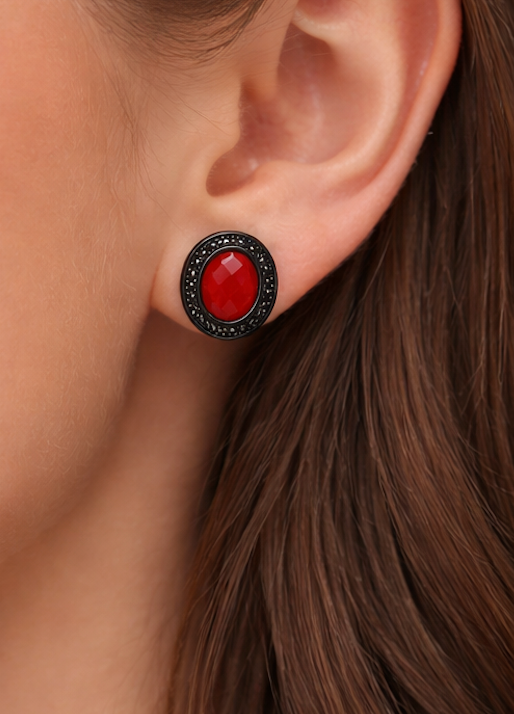 Earrings Agate Red “Terra” | 18K Gold Plated | Natural Stone