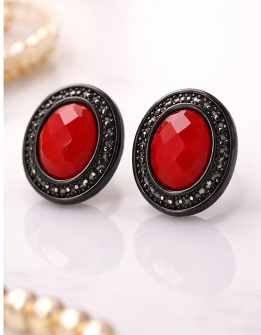 Earrings Agate Red “Terra” | 18K Gold Plated | Natural Stone