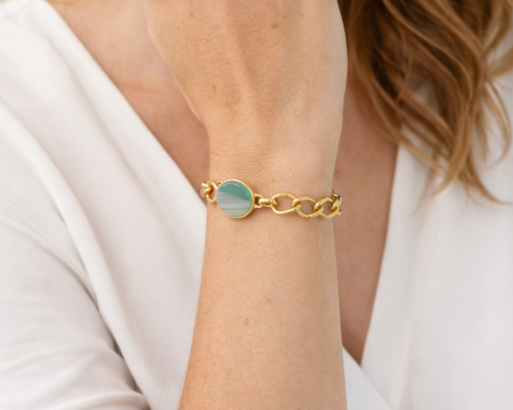 Striped Blue Agate Bracelet