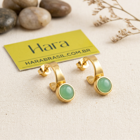 Earrings It's Aventurine 18K Gold Plated | Natural Stone