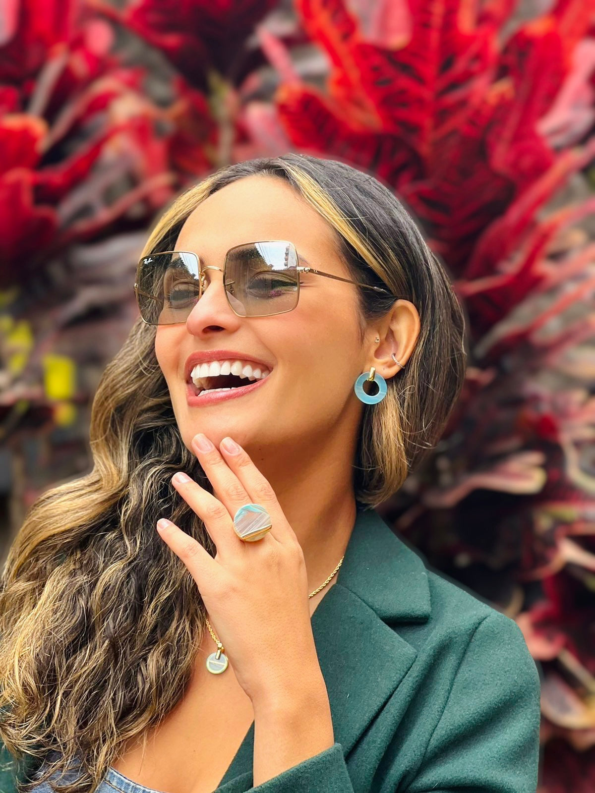 Striped Blue Agate | 18K Gold Plated | Natural Brazilian Stone