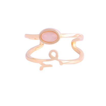 Capricorn Ring with White Agate | Natural Stone | 18k Plated