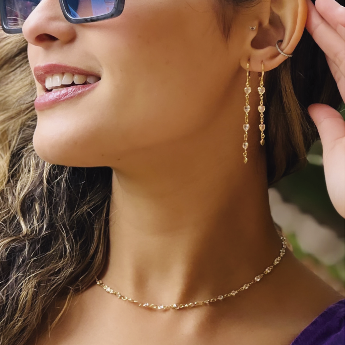 Heart Duo Zirconia Earrings